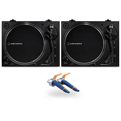 Audio-Technica AT-LP120XBT-USB Bluetooth Direct-Drive Turntable Pair with Ortofon Concorde DJ Cartridge Twin Pack