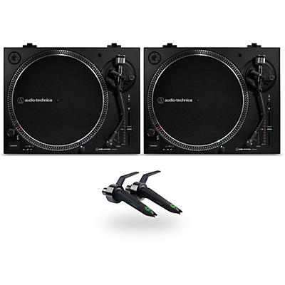 Audio-Technica AT-LP120XBT-USB Bluetooth Direct-Drive Turntable Pair with Ortofon Concorde Mix Cartridge Twin Pack