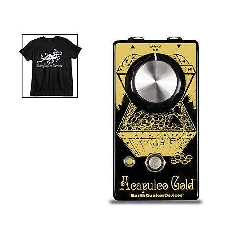 Earthquaker Devices Acapulco Gold V2 Power Amp Distortion Effects Pedal and Octoskull T-Shirt Large Black