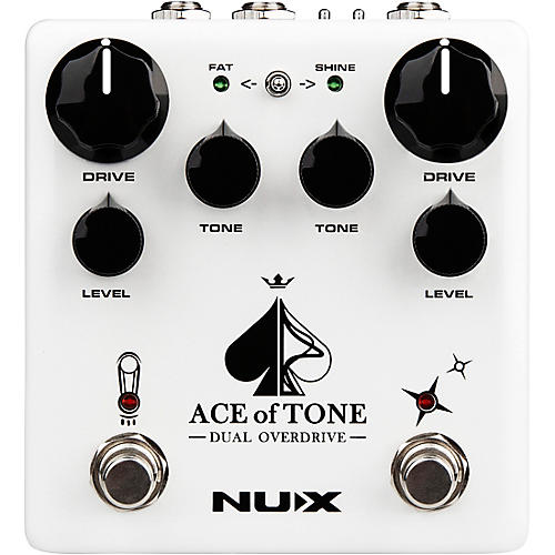 NUX Ace of Tone Dual Overdrive Effects Pedal White
