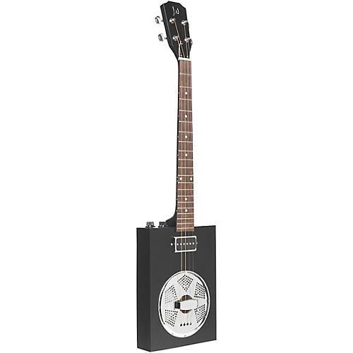 JN Guitars Acoustic-Electric Cigar Box Guitar with Resonator Black