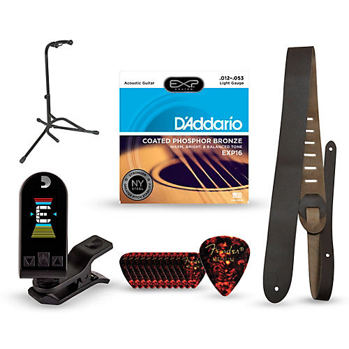 Musician's Friend Acoustic Guitar Accessory Kit: Strings, Picks, Strap, Tuner & Stand