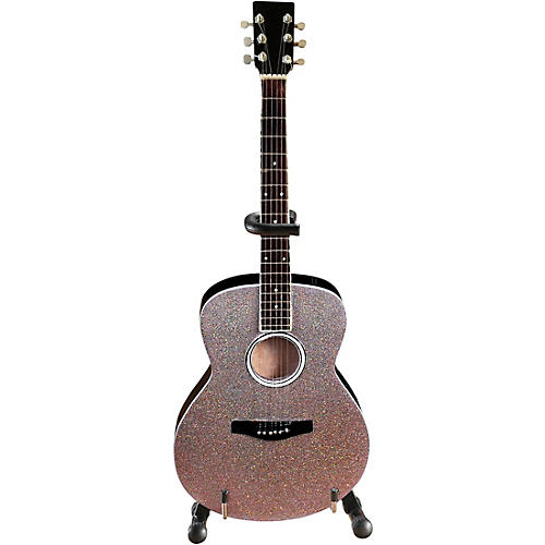 Acoustic Guitar with Glitter Rhinestone Finish Officially Licensed Miniature Guitar Replica