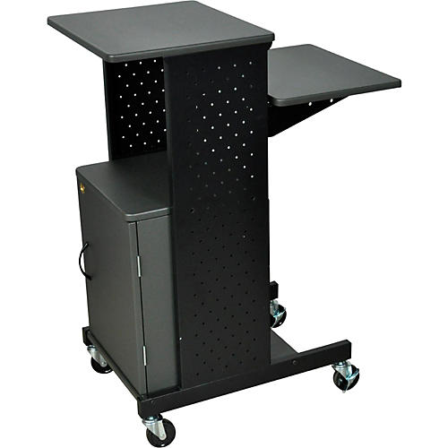 Adjustable Height Presentation Station with Locking Cabinet