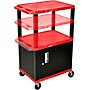 H. Wilson Adjustable-Height Tuffy Cart with Lockable Cabinet Red and Nickel Small-Large