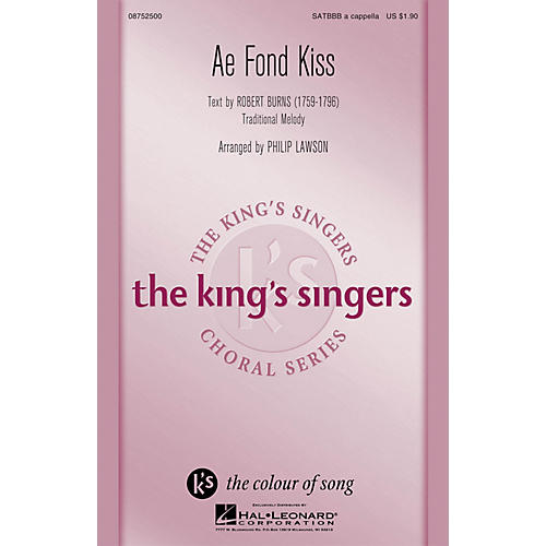 Hal Leonard Ae Fond Kiss SATBBB a cappella by King's Singers arranged by Philip Lawson