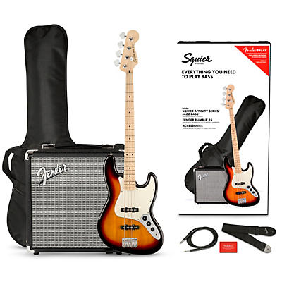 Squier Affinity Jazz Bass Limited-Edition Pack With Fender Rumble 15W Bass Combo Amp -