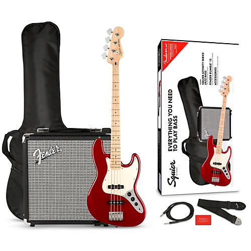 Squier Affinity Jazz Bass Limited-Edition Pack With Fender Rumble 15W Bass Combo Amp Condition 2 - Blemished Candy Apple Red 197881252182