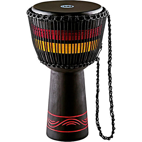 MEINL African Style Fire Rhythm Series Rope Tuned Wood Djembe 13 in. Black