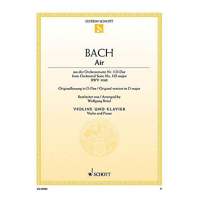 Schott Air from Orchestral Suite No. 3 in D Major BWV 1068 String Series Softcover