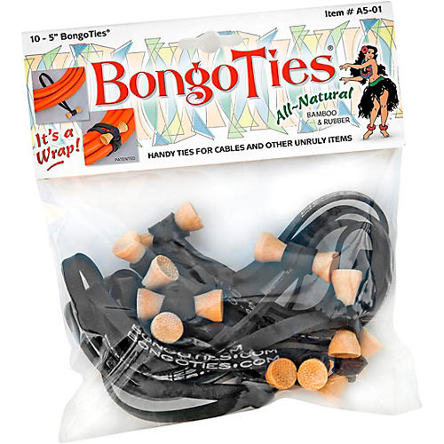 BongoTies All-Purpose Tie Wraps Bamboo and Black Rubber