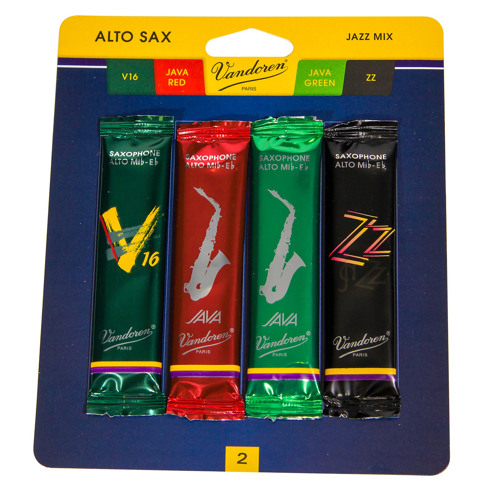 Vandoren Alto Saxophone Jazz Reed Sample Pack Strength 2 Musician's