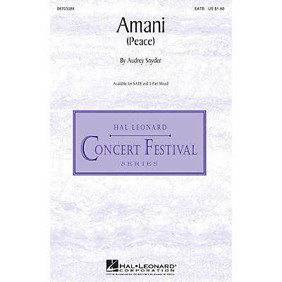 Hal Leonard Amani (Peace) 3-Part Mixed Composed by Audrey Snyder