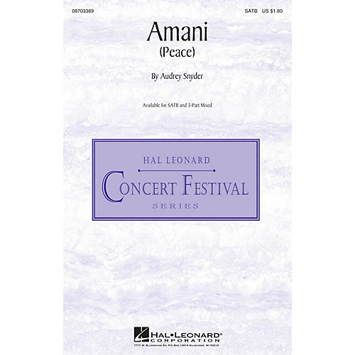 Hal Leonard Amani (Peace) SATB composed by Audrey Snyder