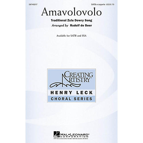 Hal Leonard Amavolovolo SATB arranged by Rudolf de Beer