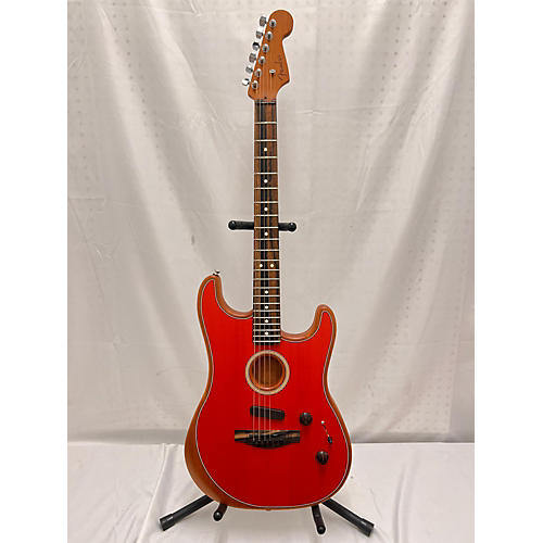 Fender American Acoustasonic Stratocaster Acoustic Electric Guitar Red
