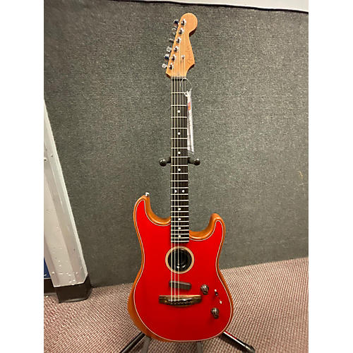 Fender American Acoustasonic Stratocaster Acoustic Electric Guitar Dakota Red