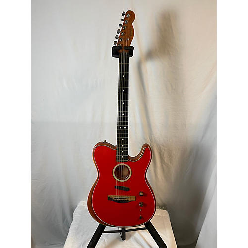 Fender American Acoustasonic Telecaster Acoustic Electric Guitar Red