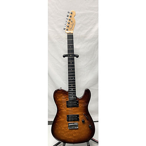 Fender American Deluxe Telecaster HH QMT Solid Body Electric Guitar Tobacco Sunburst