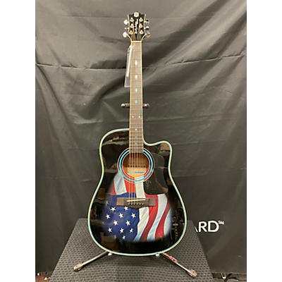 Randy Jackson American Flag Acoustic Electric Guitar