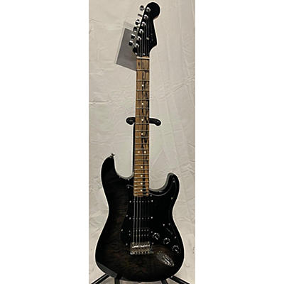 Fender American QMT Strat HSS Pale Moon Trans Black Solid Body Electric Guitar
