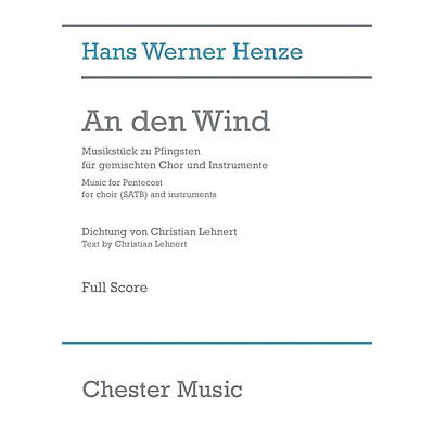 CHESTER MUSIC An den Wind (Music for Pentecost) Full Score Composed by Hans Werner Henze