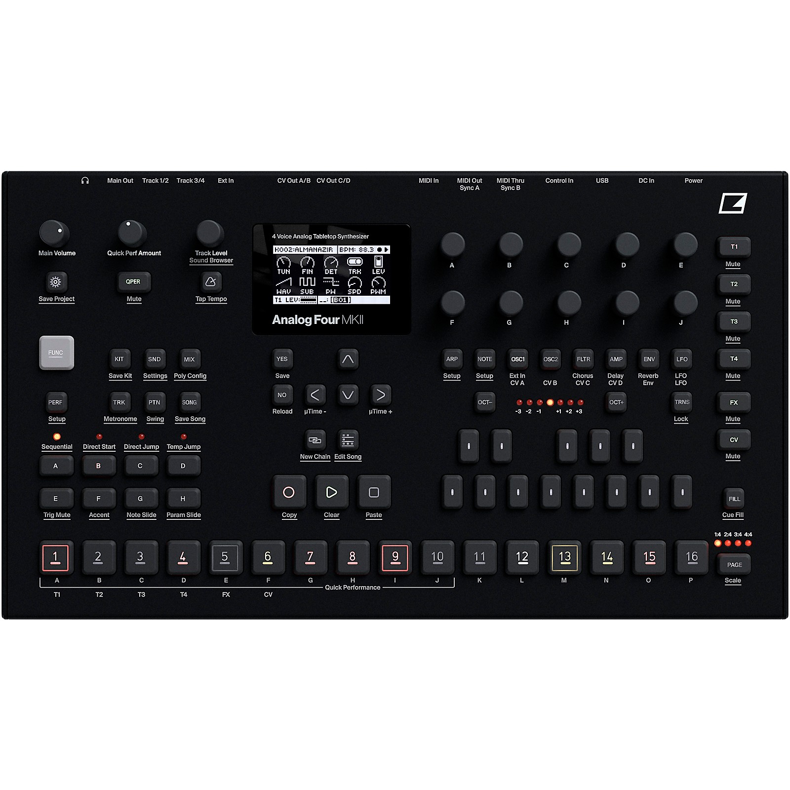 Elektron Analog Four MKII Tabletop Synthesizer, Black Musician's Friend