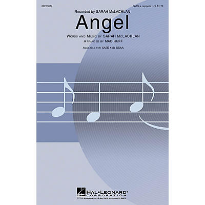 Hal Leonard Angel SATB a cappella by Sarah McLachlan arranged by Mac Huff