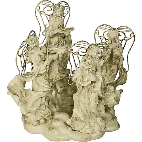 Angels with Glass Tealite Holder
