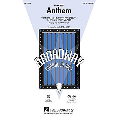 Hal Leonard Anthem (from Chess) SAB by Josh Groban Arranged by John Purifoy