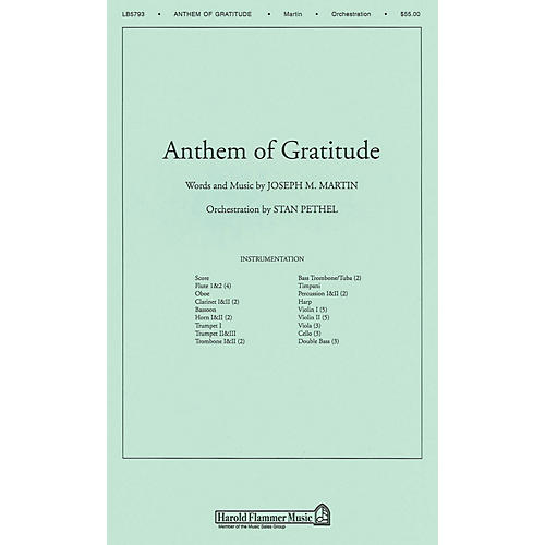 Shawnee Press Anthem of Gratitude Score & Parts arranged by Stan Pethel