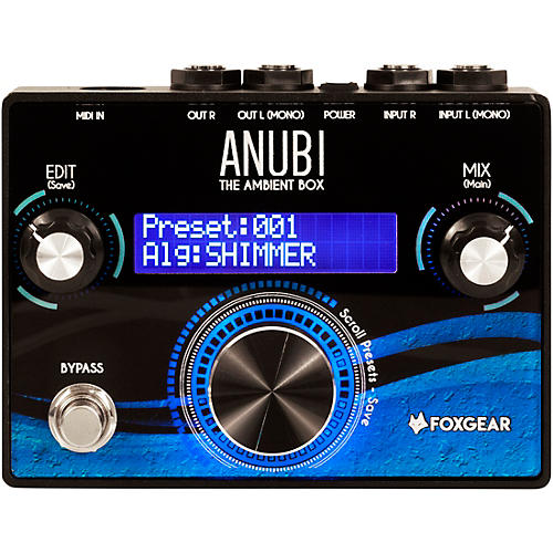 FoxGear Anubi Ambient Box Reverb Effects Pedal Condition 1 - Mint Black and Blue