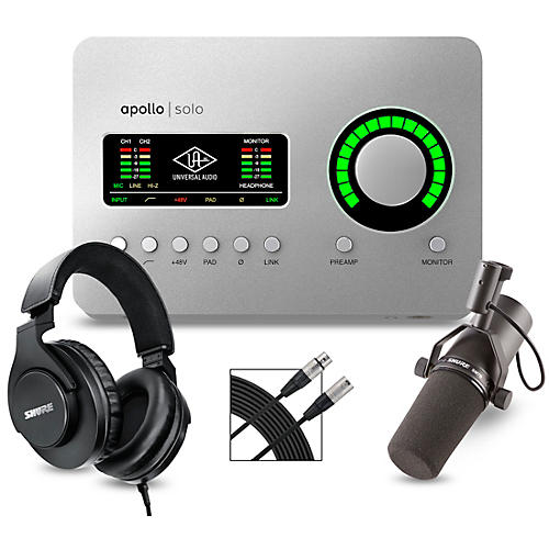 Universal Audio Apollo Solo Heritage Edition Interface With Shure SM7B, SRH 440 and Mic Cable