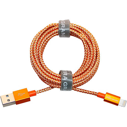 Apple MFi Certified - Lightning to USB Braided Cable with Aluminum Housing, 7 Feet Orange/White