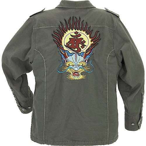 Army Jacket with Embroidered Dragon Face on Back