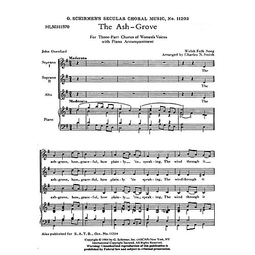 G. Schirmer Ash Grove  Welsh Folk Song SSA composed by Welsh Folk Song