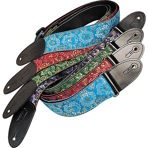 Asian Silk Pattern Guitar Strap with Sliding Adjustment