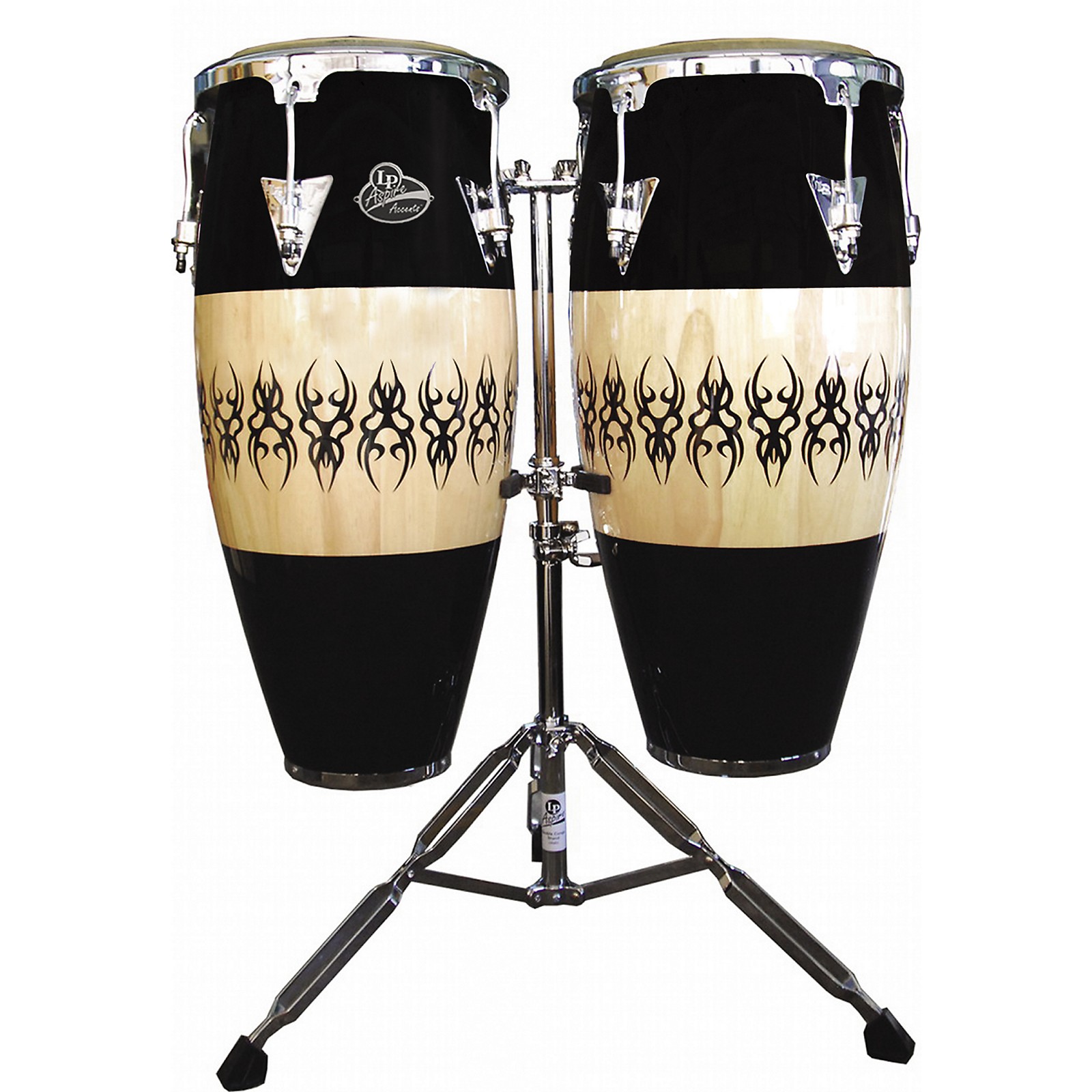 LP Aspire Accent Wood Conga Set with Scarab Finish and Stand Musician