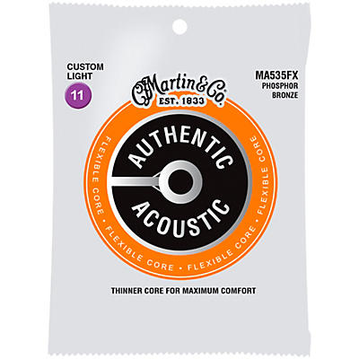 Martin Authentic Acoustic Flexible Core Guitar Strings (Phosphor Bronze, Custom Light)