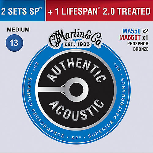 Martin Authentic Acoustic Value Pack Phosphor Bronze Medium Guitar ...