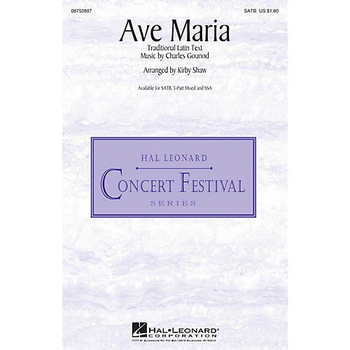 Hal Leonard Ave Maria 3-Part Mixed Arranged by Kirby Shaw