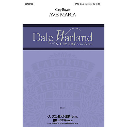 G. Schirmer Ave Maria (Dale Warland Choral Series) SATB DV A Cappella composed by Cary Boyce