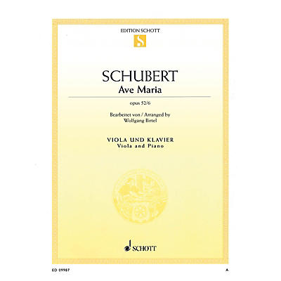 Schott Ave Maria Op. 52, No. 6 (arranged for Viola and Piano) String Series Softcover