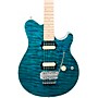 Ernie Ball Music Man Axis Premium One Piece Quilt Top Elecric Guitar Translucent Blue