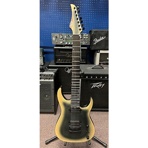 Schecter Guitar Research B-7 Evertune Solid Body Electric Guitar Black and Yellow