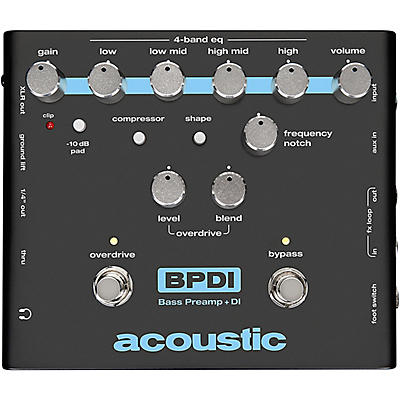 Acoustic BDPI Bass Preamp + D.I. Pedal With Overdrive