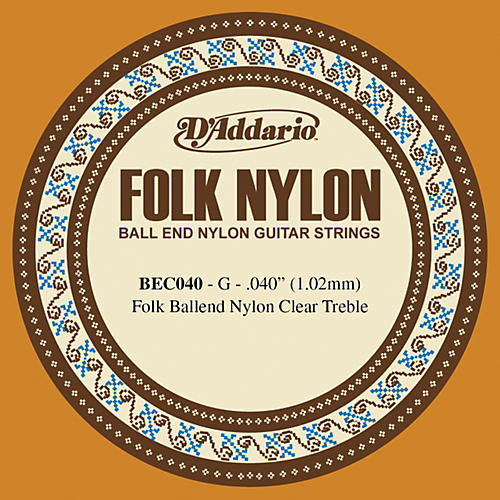 BEC040 040 Folk Nylon Clear Ball End Single String