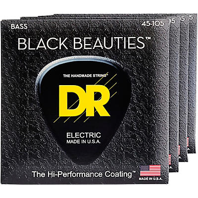 DR Strings BKB-45 Black Beauties Medium 4-String Bass Strings 4 Pack