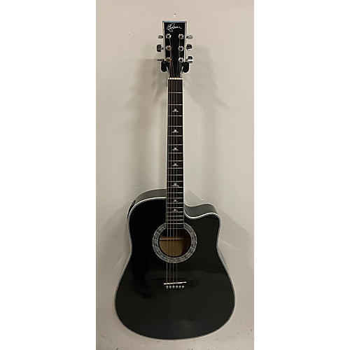 Esteban BLACK AND SILVER Acoustic Electric Guitar Black