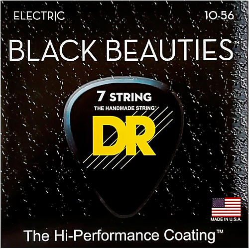 DR Strings BLACK BEAUTIES Black Coated Medium 7-String Electric Guitar Strings (10-56)